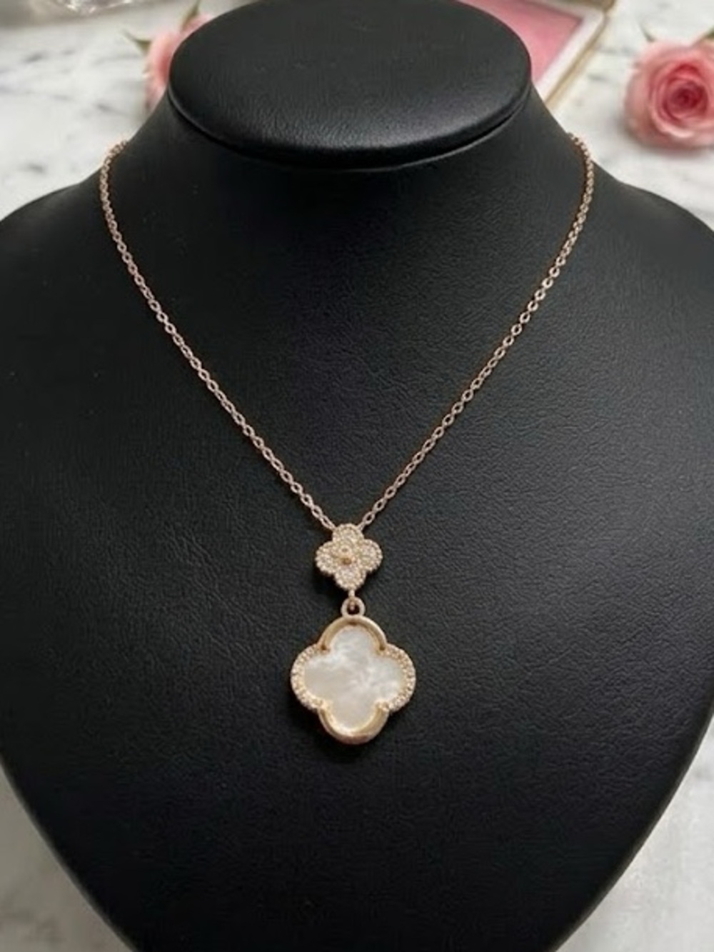 New 18k Gold over Stainless Steel Clover Pendant Necklace
